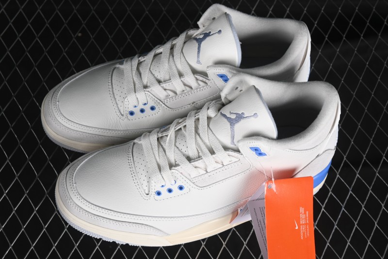 Nike Air Jordan 3 Retro "Lucky Shorts" Basketball Shoes with University Blue and White Colorway - CT8532-101