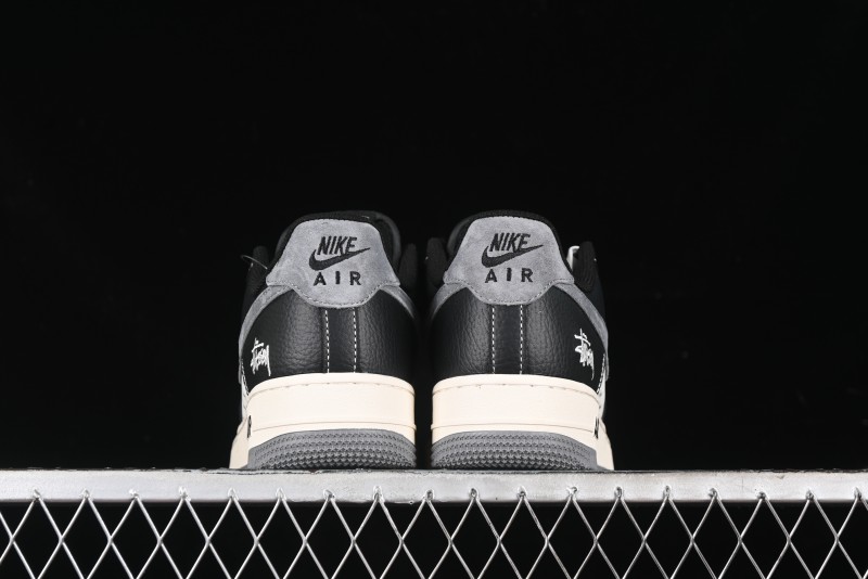 Nike Air Force 1 '07 Low Stussy Collaboration - Black Grey Casual Sneakers - XZ3328-566