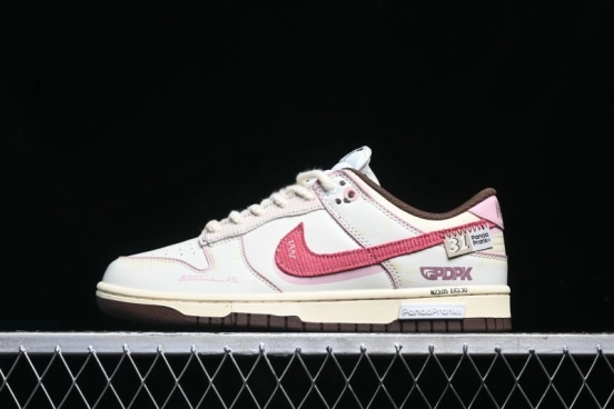 Nike Dunk Low Retro Casual Sneakers in Brown and Sail with Panda Mischief Skyline Theme - DD1503-124