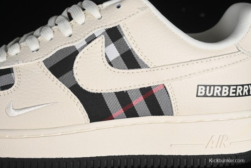 Nike Air Force 1 '07 Low Burberry Collaboration - White Black Check Low-Top Casual Sneakers - DF0180-005