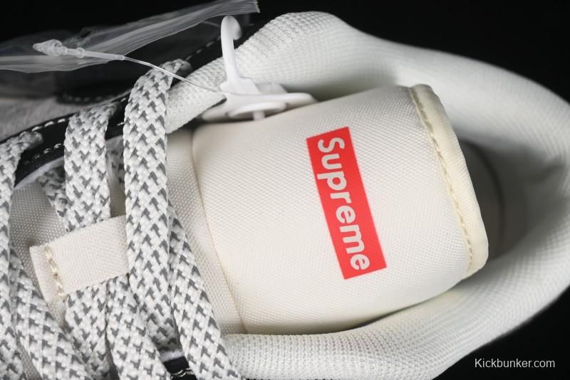 Nike Air Jordan 1 Low Supreme Collaboration - Black Grey Pigskin Two-Tone High-End Custom Retro Basketball Shoes - SJ9950-032