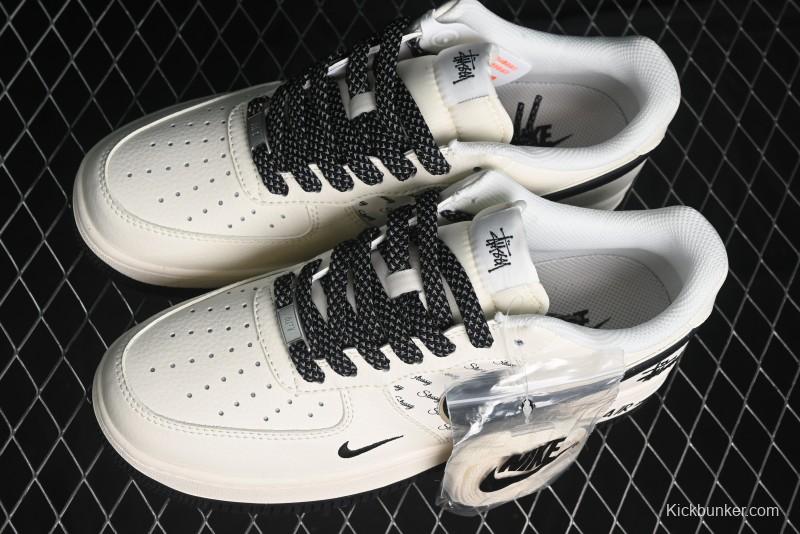 Nike Air Force 1 '07 Low Stussy Collaboration - Black Sail Metallic Silver - XZ3328-506