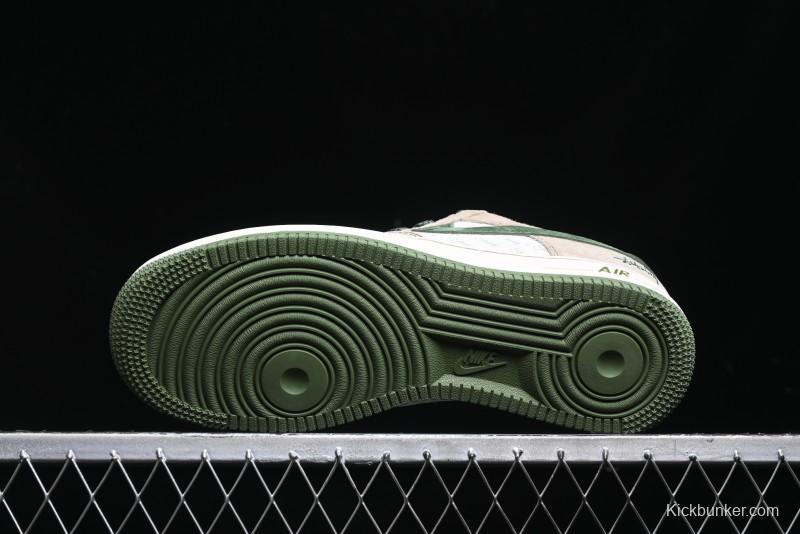 Nike Air Force 1 '07 Low Stussy Collaboration Light Brown Green Low-Top Casual Sneakers - XZ6188-666