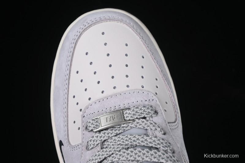 Nike Air Force 1 '07 Low Stussy Collaboration Silver Trim Black Swoosh Low-Top Casual Sneakers - XZ6188-912