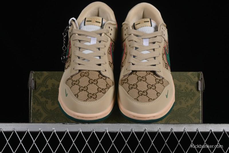 Nike SB Dunk Low Gucci Collaboration - Anniversary High-End Customized Low-Top Casual Sneakers - DQ1098-357