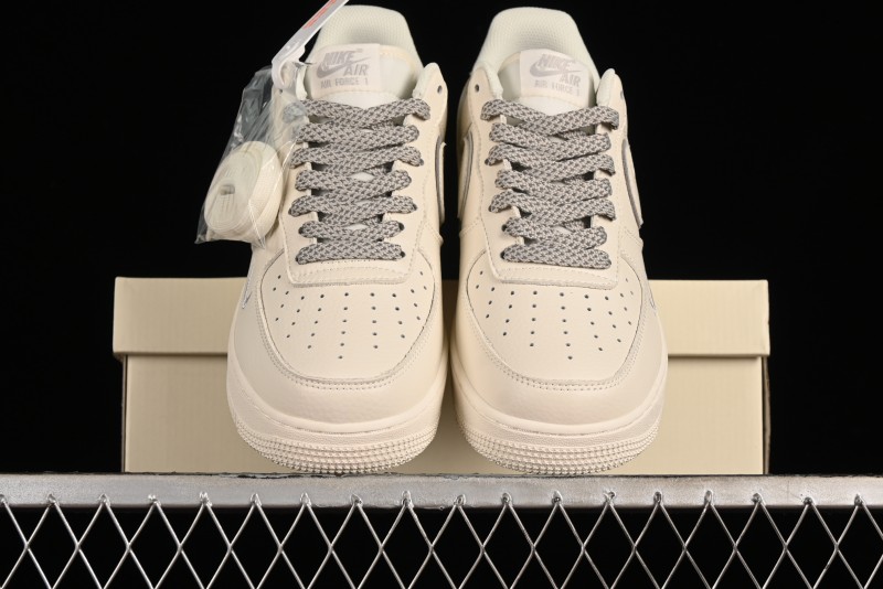 Nike Air Force 1 '07 Low Classic Grey Silver Swoosh Starry Sneakers - MJ0319-023