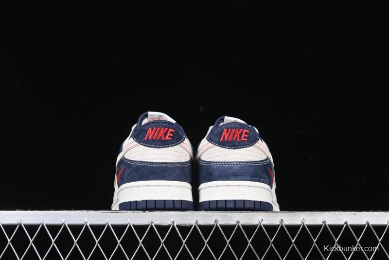 Nike SB Dunk Low Supreme Collaboration - Two-Tone White Swoosh Anniversary Customized Low-Top Casual Skate Shoes - DJ2024-045