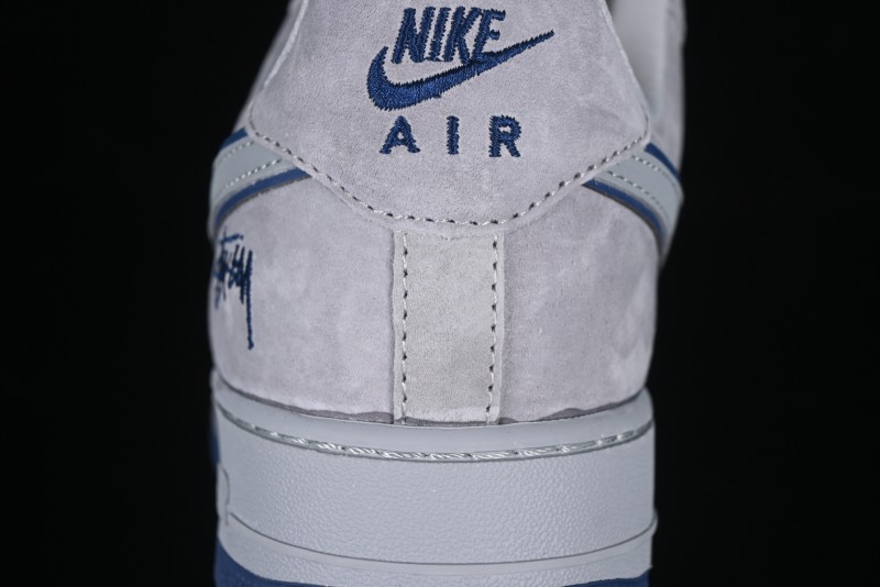 Nike Air Force 1 '07 Low Stussy Collaboration Grey Blue Pig Bear AF1 Low Top Casual Sneakers - DF0188-017