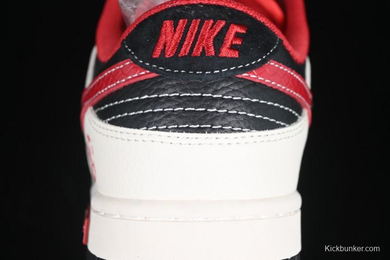 Nike SB Dunk Low Supreme Year of the Snake Limited Edition Red Black Snake Print Anniversary Custom Low-Top Casual Skate Shoes - XS1086-014
