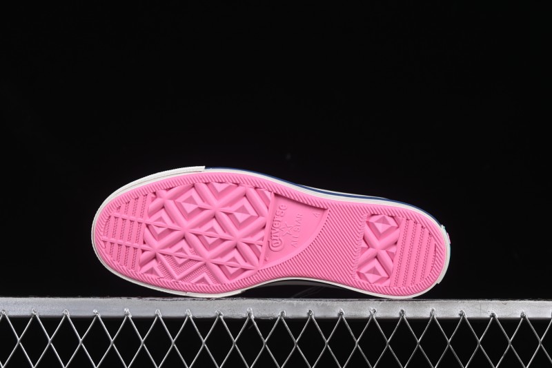 Converse Chuck 1970s High Top Casual Sneakers with Star Stitching and White-Pink-Blue Mismatched Design - A15744C