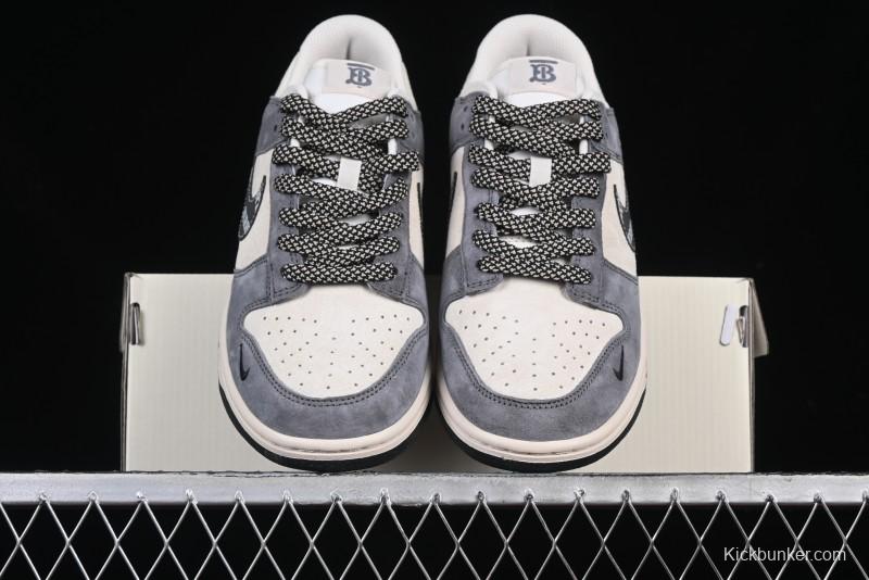 Nike SB Dunk Low Anniversary Edition Customized Sneakers with Grey Swoosh Logo - DJ2024-083