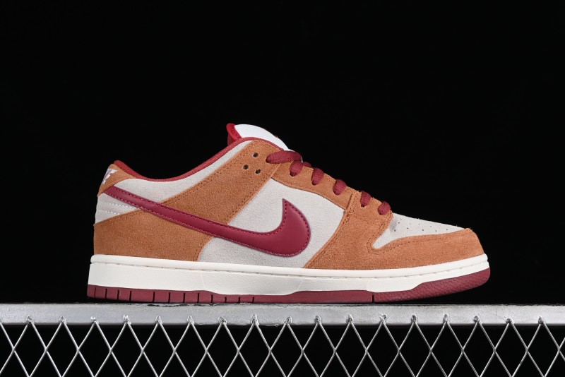 Nike SB Dunk Low Pro Brown Red Colorway SB Low Top Casual Skate Shoes - BQ6817-202