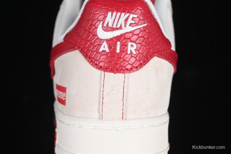 Nike Air Force 1 '07 Low Supreme Collaboration Year of the Snake Limited Edition Red Snake Swoosh Low-Top Casual Sneakers - HH7518-032