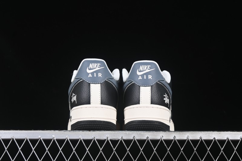 Nike Air Force 1 '07 Low Stussy Collaboration Grey Blue Black Leather Low-Top Casual Sneakers - XZ6188-199