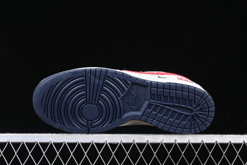 Nike SB Dunk Low Supreme Collaboration - Grey Pig Suede with Red Swoosh Anniversary Custom Edition Low-Top Casual Skate Shoes - CH8311-232