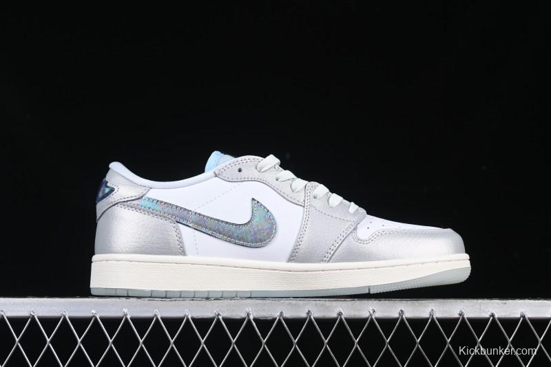 Nike Air Jordan 1 Low OG Retro Basketball Shoes Snake Year Limited Edition Silver Snake - HF3144-100