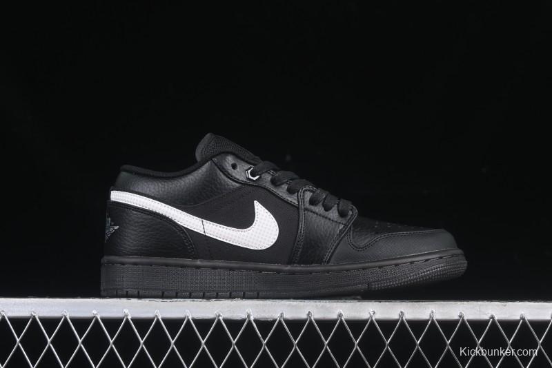 Nike Air Jordan 1 Low AJ1 Basketball Shoes in Black and White Canvas and Leather - HV5968-001