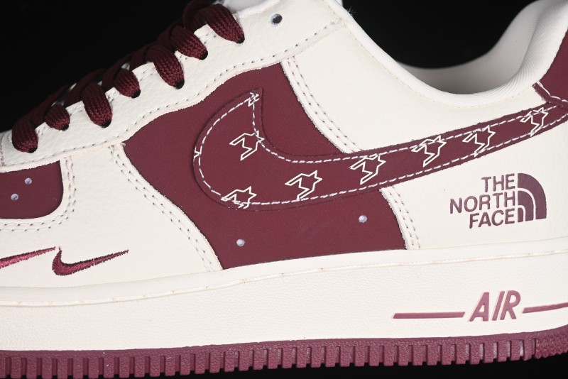 Nike Air Force 1 '07 Low The North Face Collaboration Burgundy Swoosh Casual Sneakers - KK1988-042