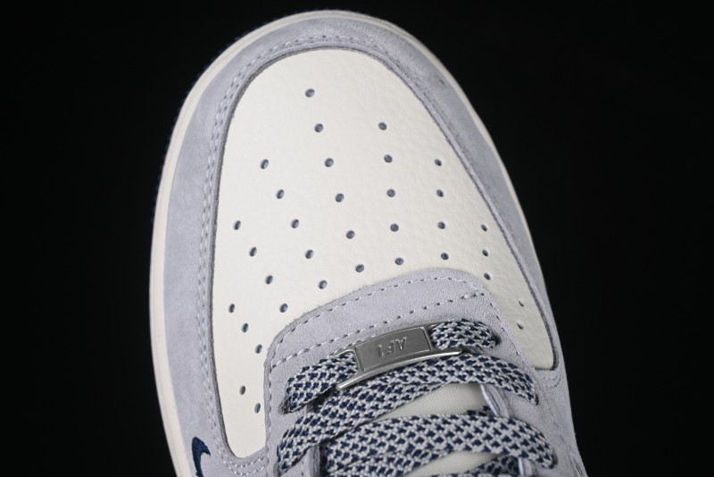 Nike Air Force 1 '07 Low Stussy Collaboration Grey Blue Swoosh Casual Sneakers - XZ3318-088