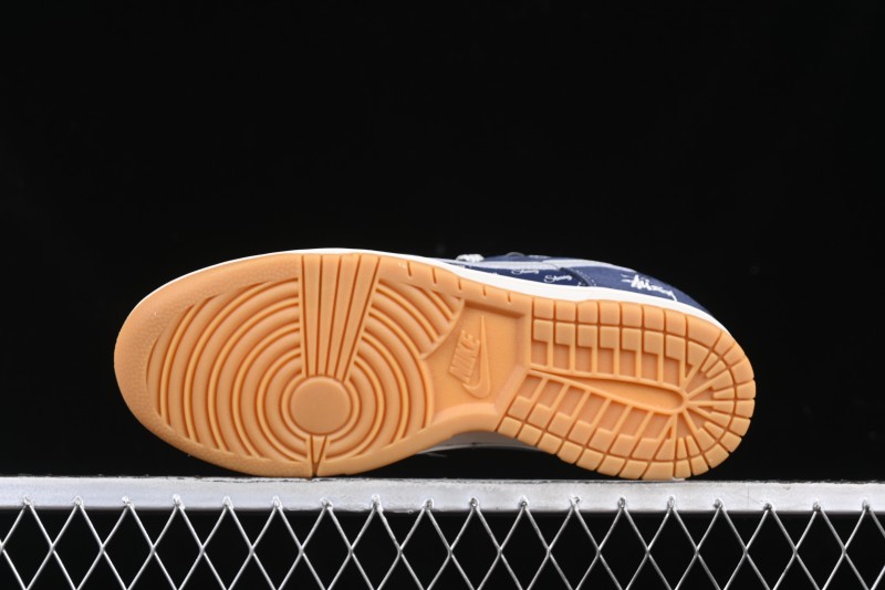Nike SB Dunk Low Stussy Collaboration Suede Blue Anniversary Custom Low-Top Casual Sneakers - XS1086-009
