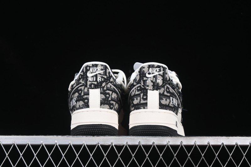 Nike Air Force 1 '07 Low Dior Collaboration Black Pattern Drawstring Casual Sneakers - SJ1198-106