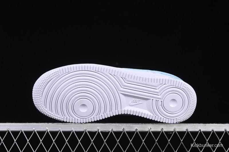 Nike Air Force 1 '07 Low Casual Sneakers with White & Blue Swoosh - CW2288-026