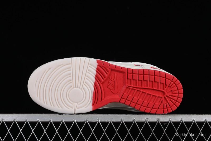 Supreme x Nike SB Dunk Low Anniversary Custom White Red Colorway Low-Top Casual Skate Shoes - BB8657-107
