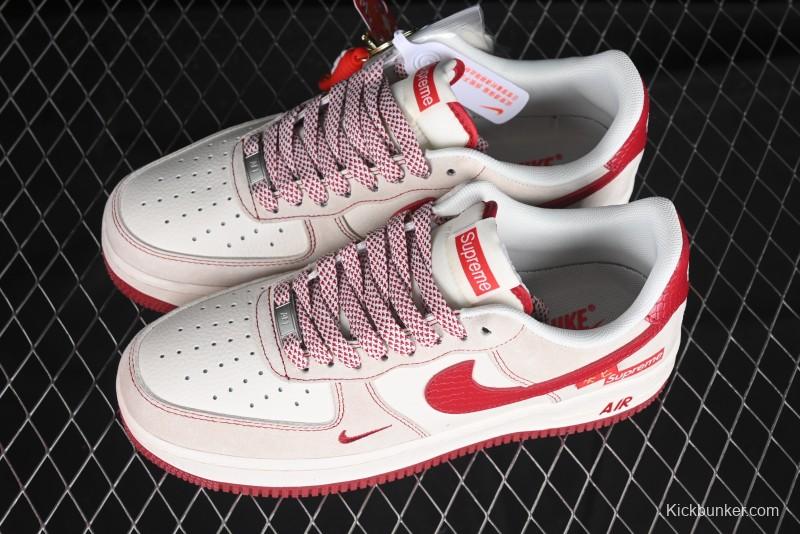 Nike Air Force 1 '07 Low Supreme Collaboration Year of the Snake Limited Edition Red Snake Swoosh Low-Top Casual Sneakers - HH7518-032