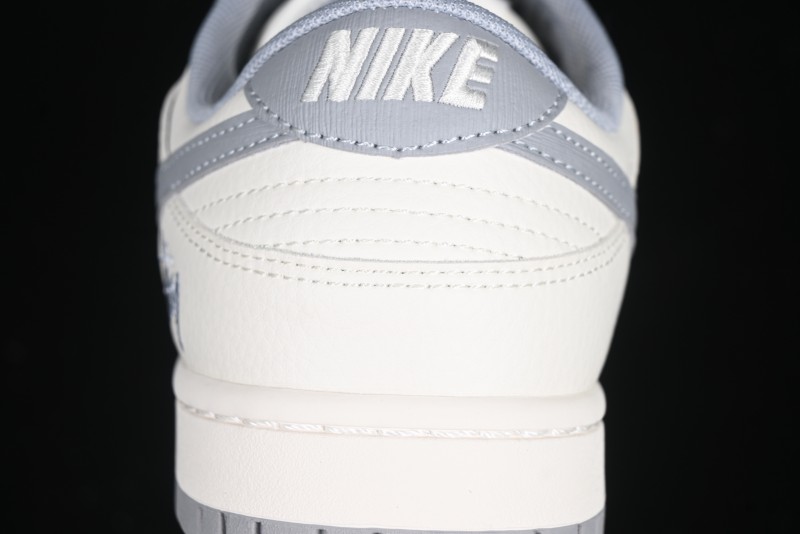 Nike SB Dunk Low Stussy Collaboration Light Grey Brushed Swoosh Anniversary Custom Low-Top Casual Sneakers - XX2025-608