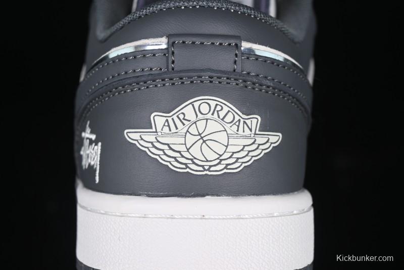 Nike Air Jordan 1 Low Stussy Collaboration - Signal Black Retro Basketball Shoes - XX3318-966