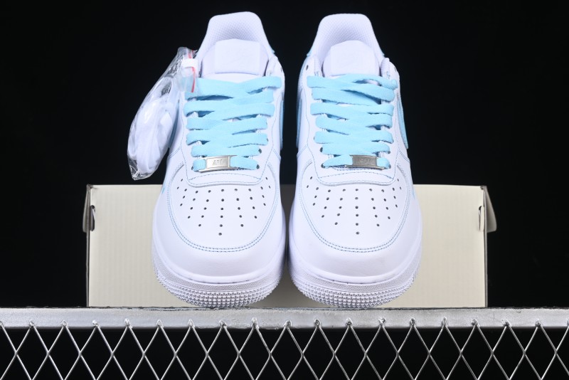 Nike Air Force 1 '07 Low Casual Sneakers with White & Blue Swoosh - CW2288-026