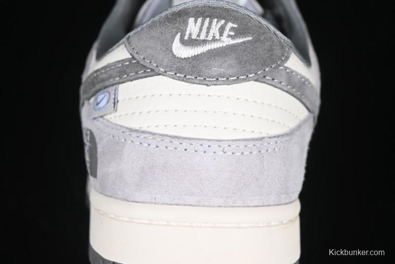 Nike SB Dunk Low The North Face Collaboration Double Swoosh Grey Pigskin Anniversary Edition Custom Low-Top Casual Skate Shoes - XX3168-009
