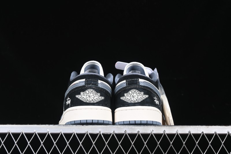 Nike Air Jordan 1 Low Stussy Collaboration - Grey Swoosh Retro Basketball Shoes - XX3318-503