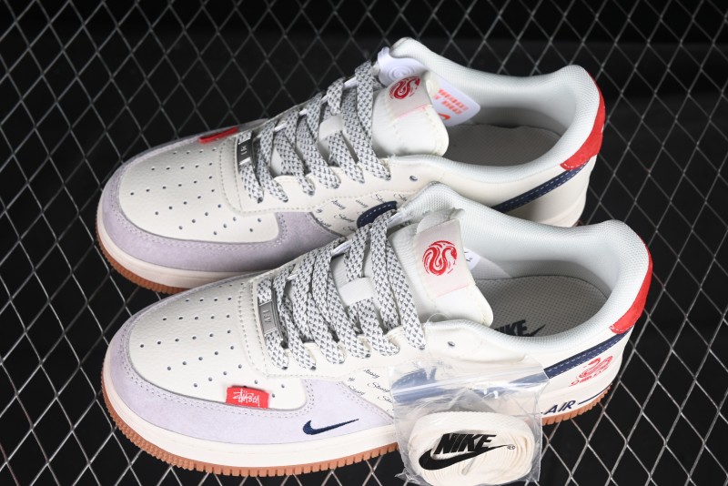 Nike Air Force 1 '07 Low Stussy Collaboration Year of the Snake Limited Edition Red Snake Low-Top Casual Sneakers - XS1958-502