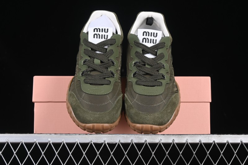 Miu Miu Suede Round Toe Lace-Up Low Top Women's Casual Shoes - 99D4