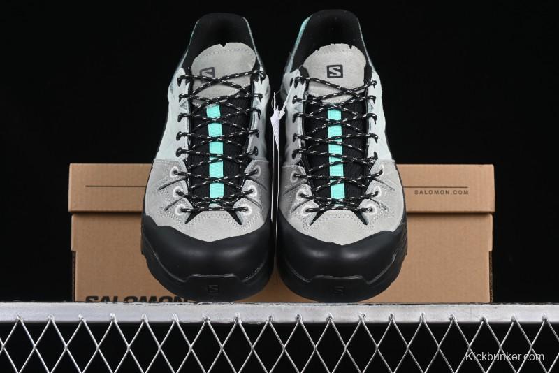 Salomon x Contragrip All-Terrain Hiking Shoes - Lightweight Gray with Black & Teal Accents