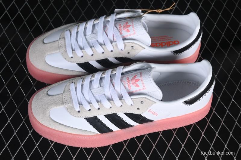 Adidas Samba Classic – White/Black with Pink Translucent Sole