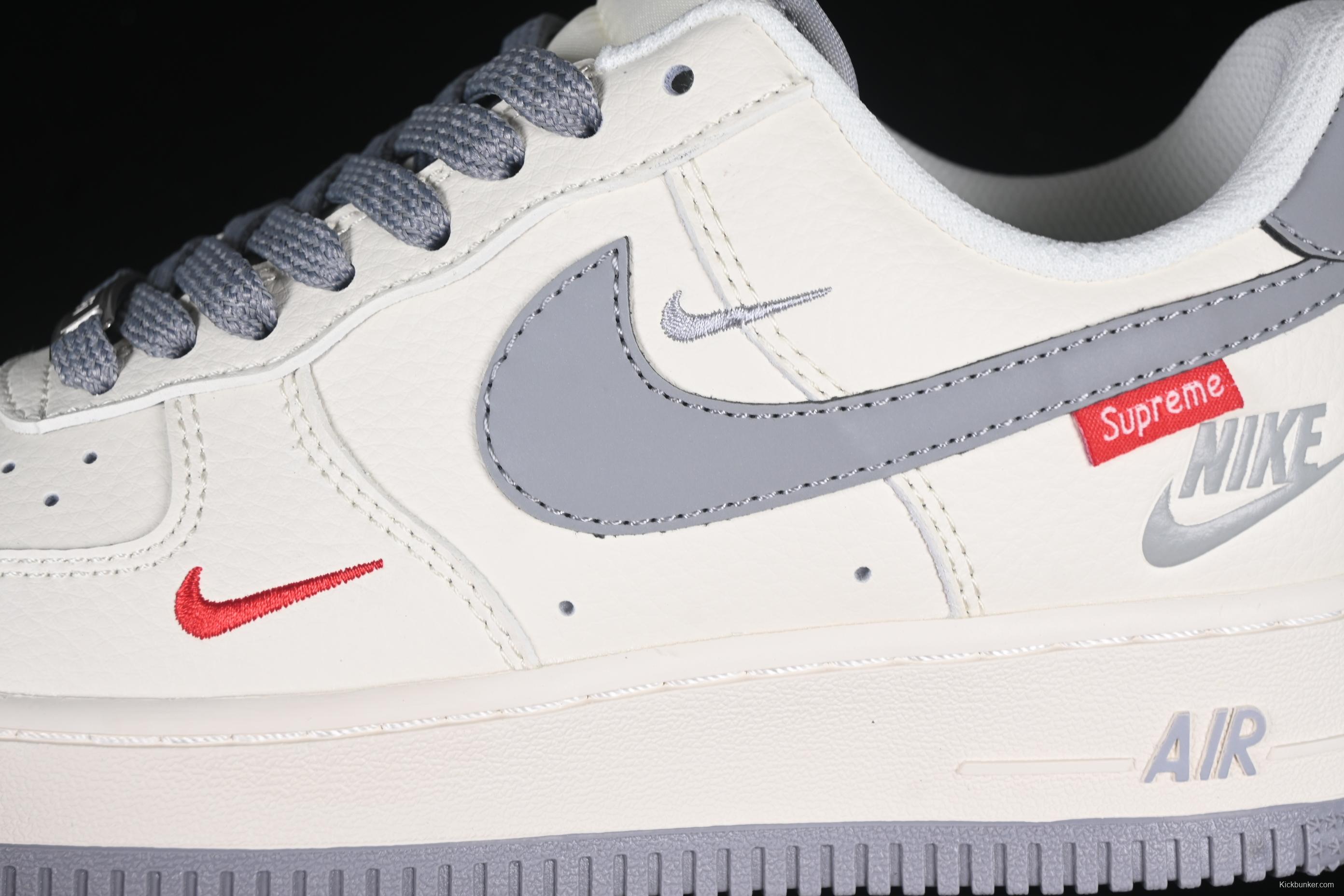 Nike Air Force 1 '07 Low Supreme Collaboration Casual Sneakers with Red Swoosh - HH7518-039
