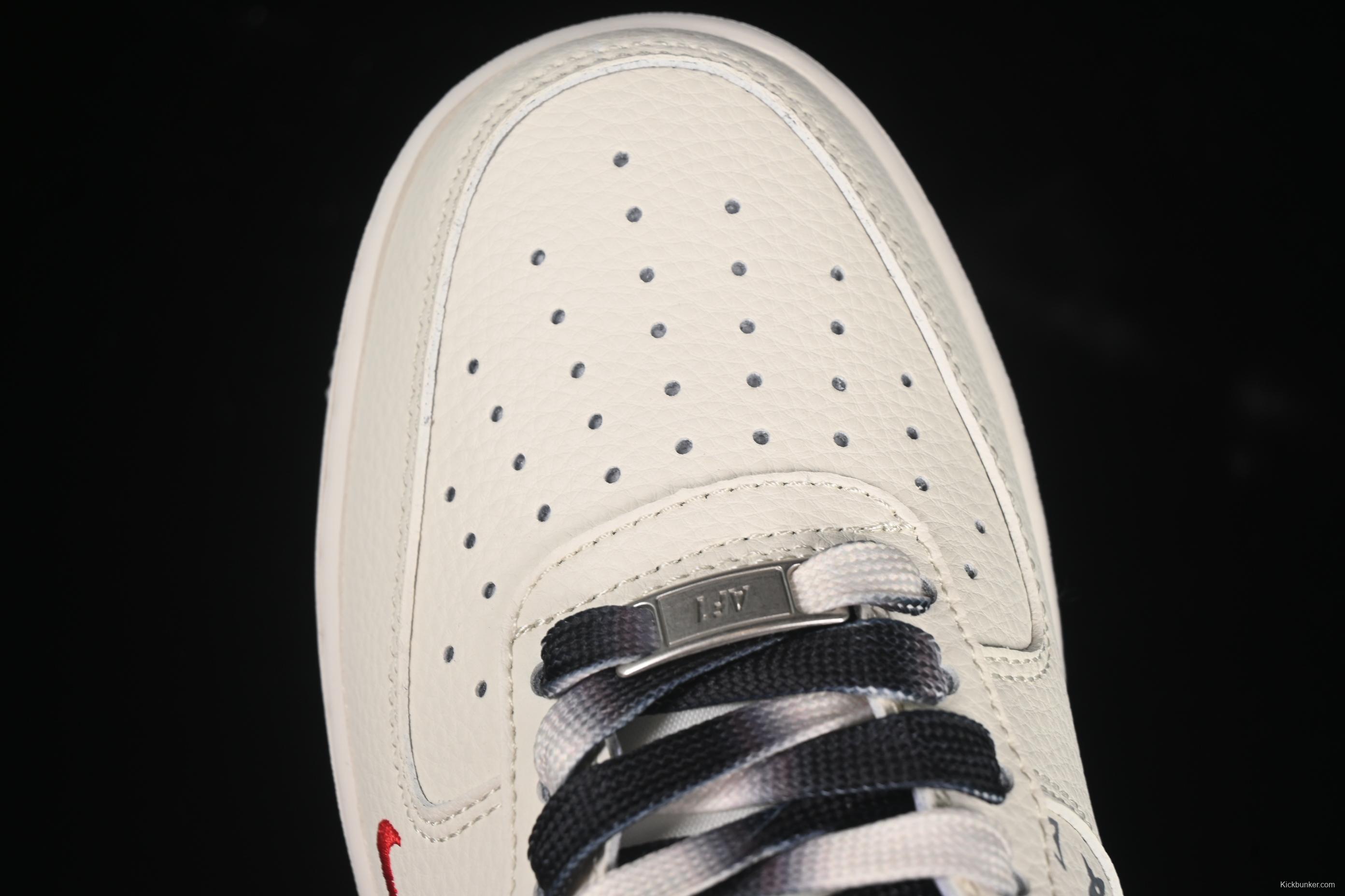 Nike Air Force 1 '07 Low Stussy Collaboration Black Dual-Print Casual Sneakers - HH7518-076