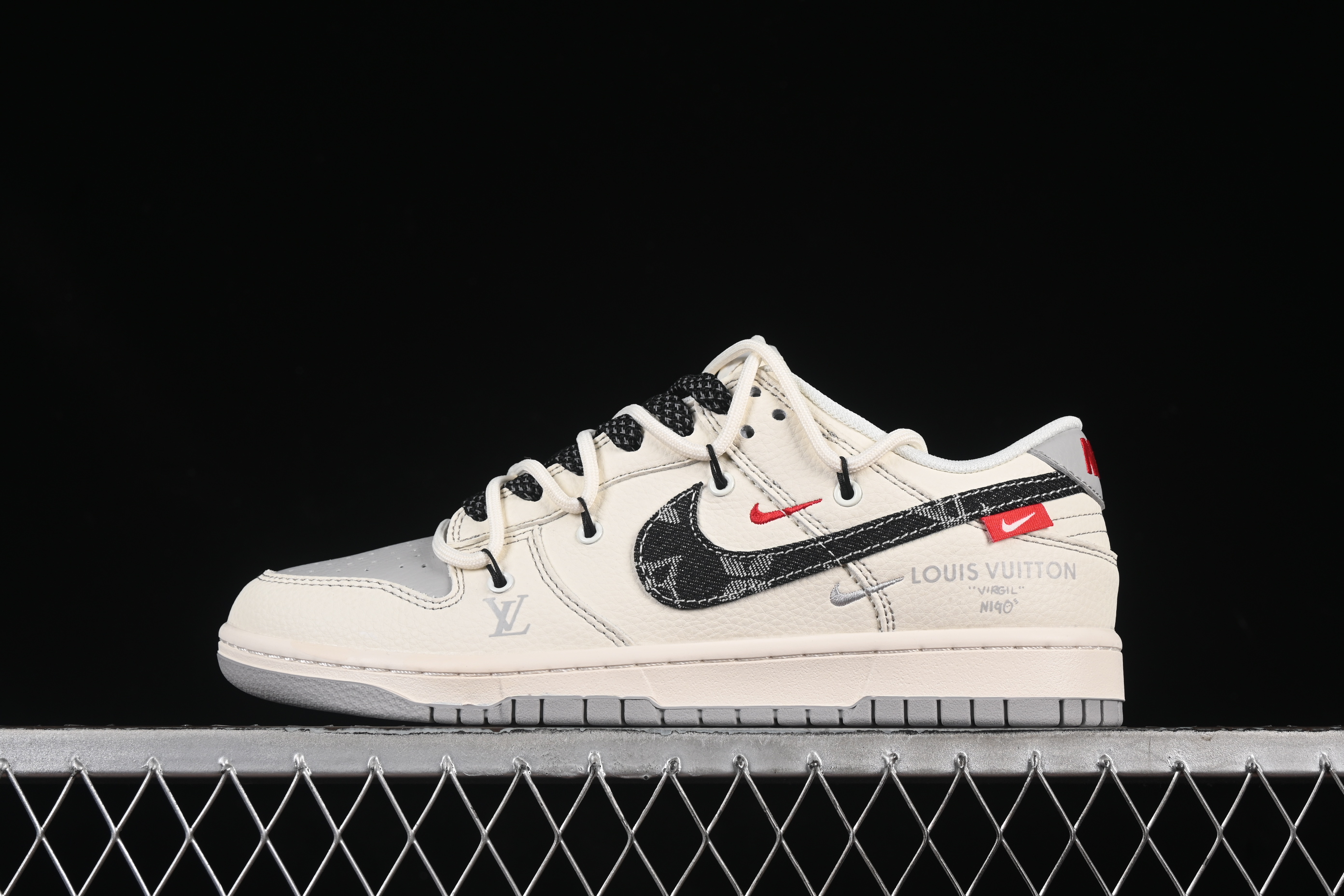 Nike SB Dunk Low LV Series Strap Denim Black Swoosh Anniversary Custom Low-Top Casual Skate Shoes - FC1688-218