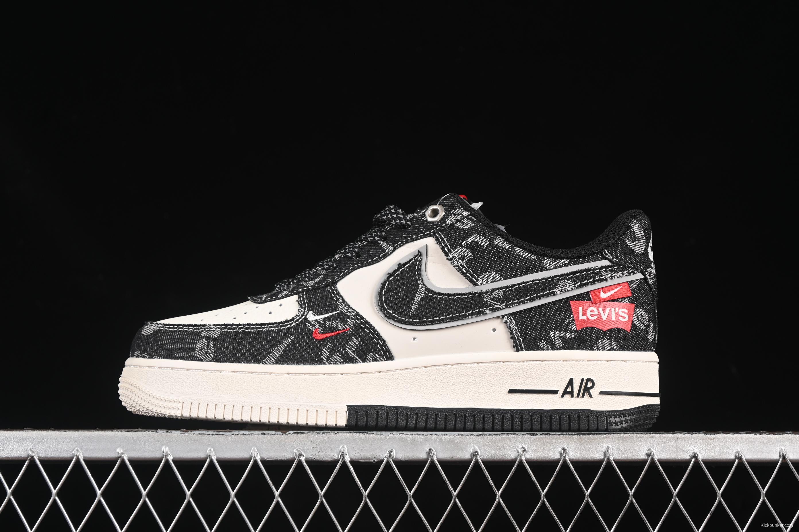 Nike Air Force 1 '07 Low Levi's Collaboration Dual-Tone Black Denim Casual Sneakers - YX5066-312