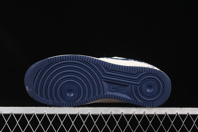 Nike Air Force 1'07 Low LV Collaboration Blue Denim Swoosh Casual Sneakers - XX3168-128