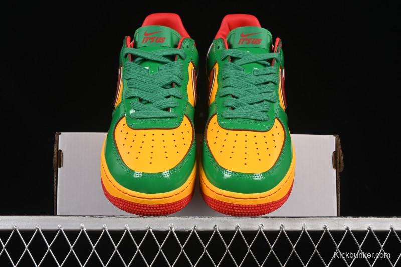 Nike Air Force 1'07 Low Lil Yachty Collaboration Casual Sneakers with Patent Leather and Multicolor Design - IH4383-300