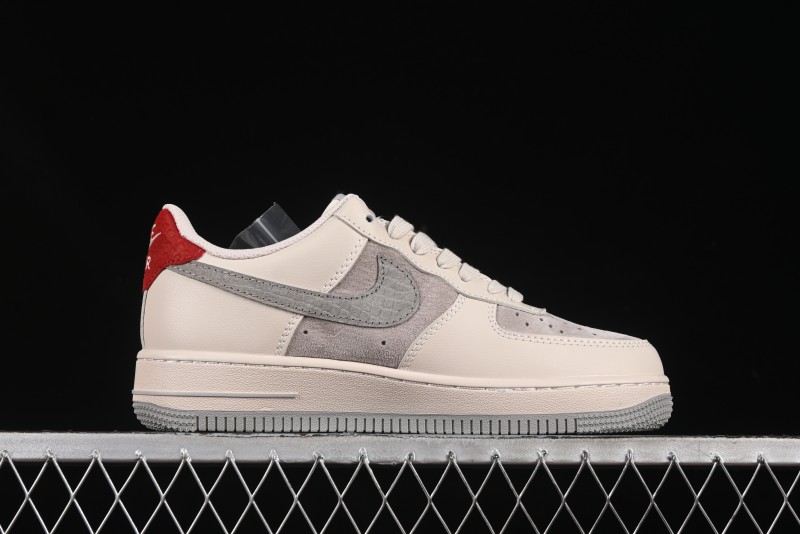 Nike Air Force 1 '07 Low LV Collaboration Beige Grey Snake Swoosh Casual Sneakers - XX3168-130