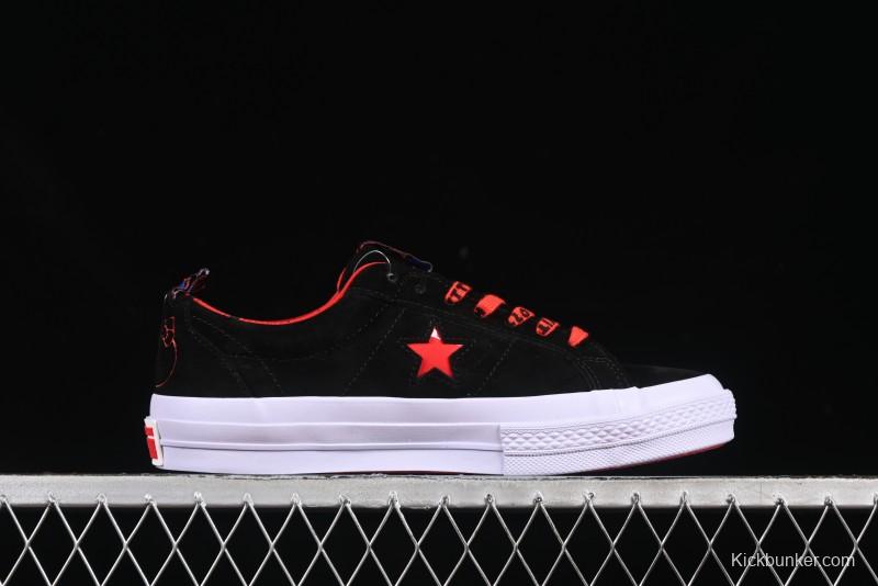 Converse One Star Low Top Casual Sneakers with Hello Kitty Collaboration - Pink Star and Embroidered Bow Design - 163904C