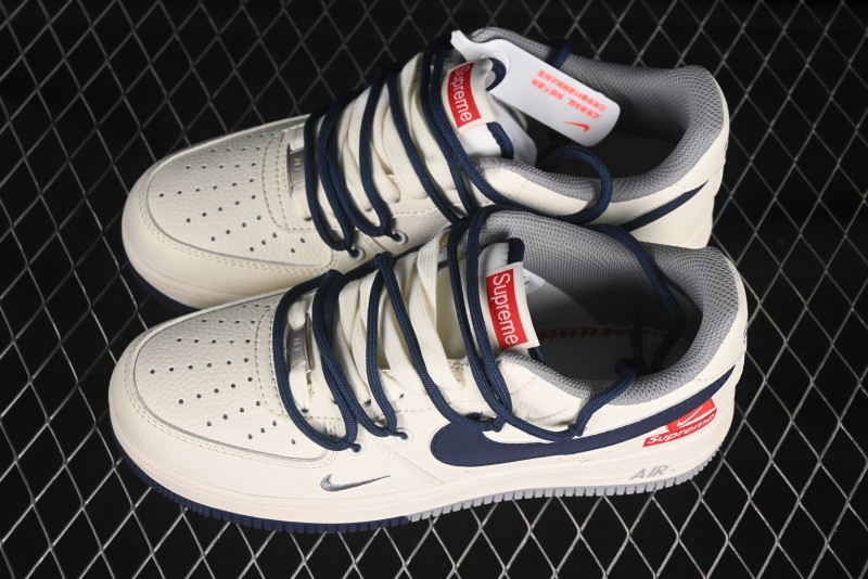 Nike Air Force 1 '07 Low Supreme Collaboration Two-Tone Blue Grey Lace-Up Casual Sneakers - DM6868-068