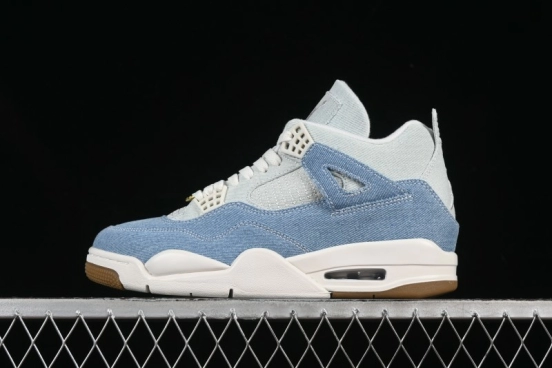 Nike Air Jordan 4 Retro Denim "Worn Blue" Sneakers with Distressed Wash Finish - IB6716-100