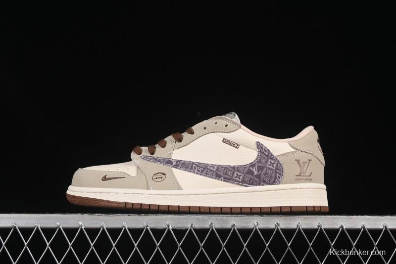 Nike Travis Scott x Fragment Design x Air Jordan 1 Low OG SP AJ1 LV Collaboration Sneakers - XS2024-060