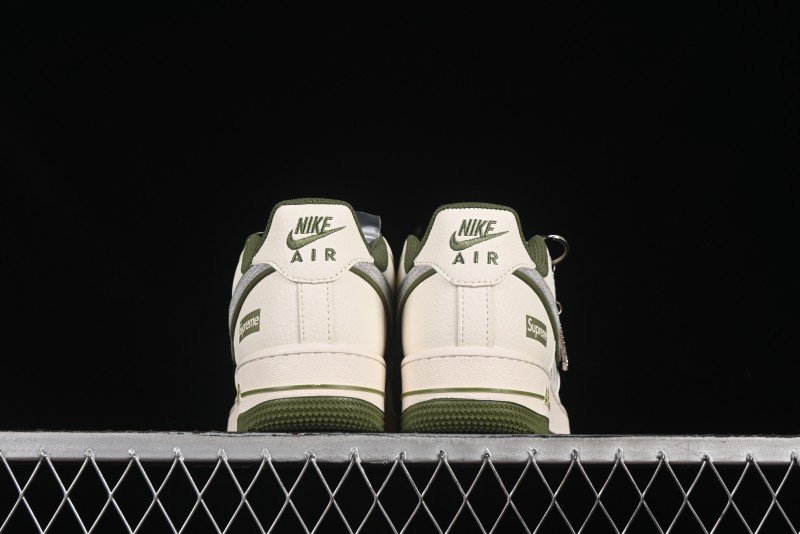 Nike Air Force 1 '07 Low Supreme Collaboration Military Green Multi Swoosh Casual Sneakers - XX3168-148