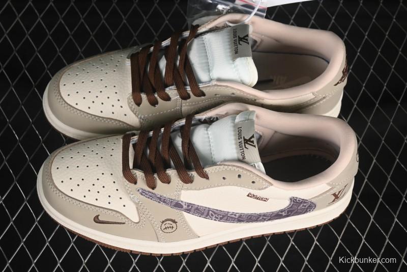 Nike Travis Scott x Fragment Design x Air Jordan 1 Low OG SP AJ1 LV Collaboration Sneakers - XS2024-060